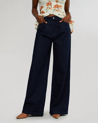 We Wore What - Highrise Pleated Wide Leg Jeans