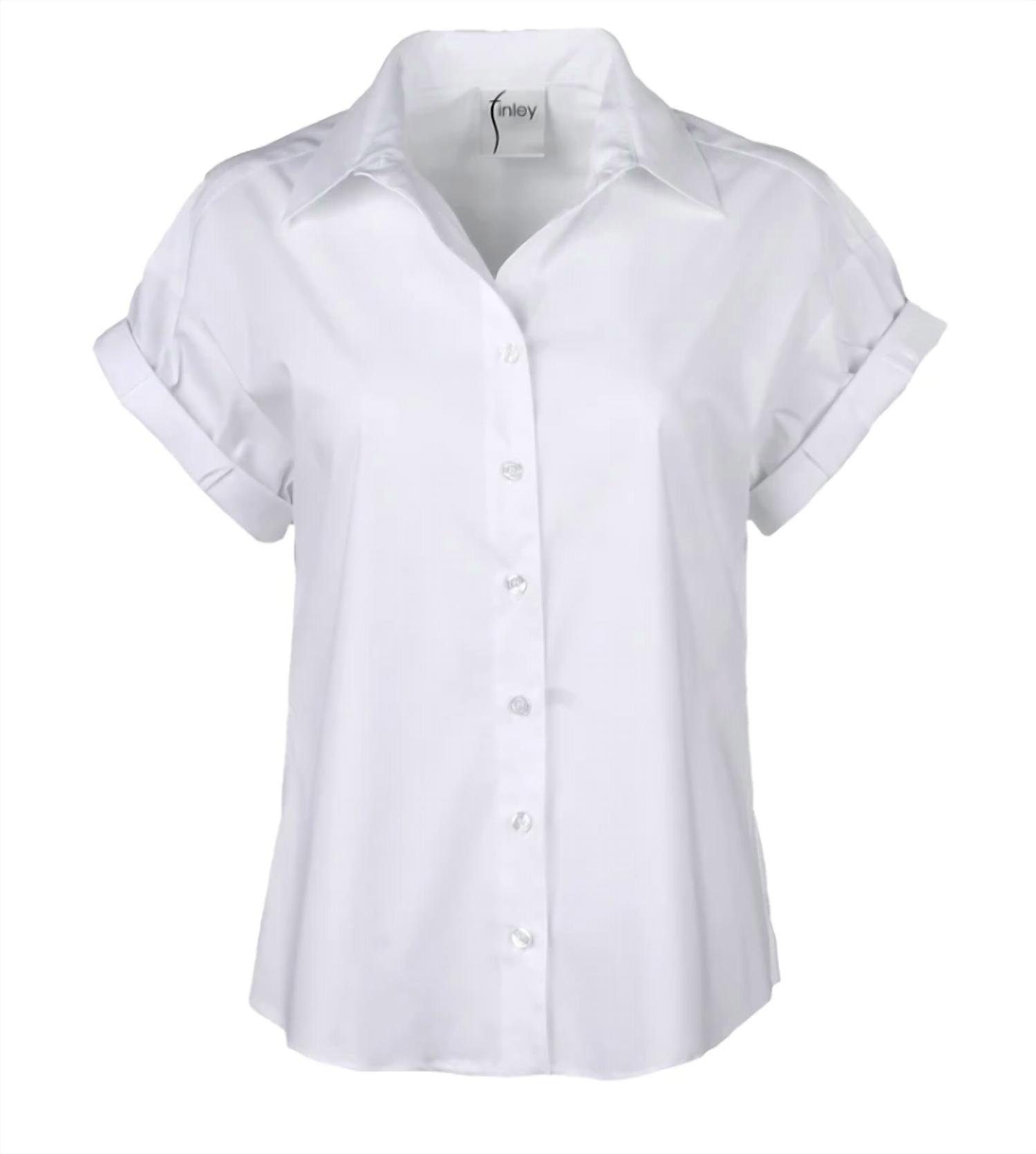 Finley - Roll Sleeve Camp Shirt White