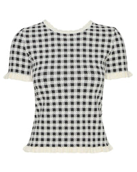 Sea - Saige Gingham Knit Short Sleeve Top