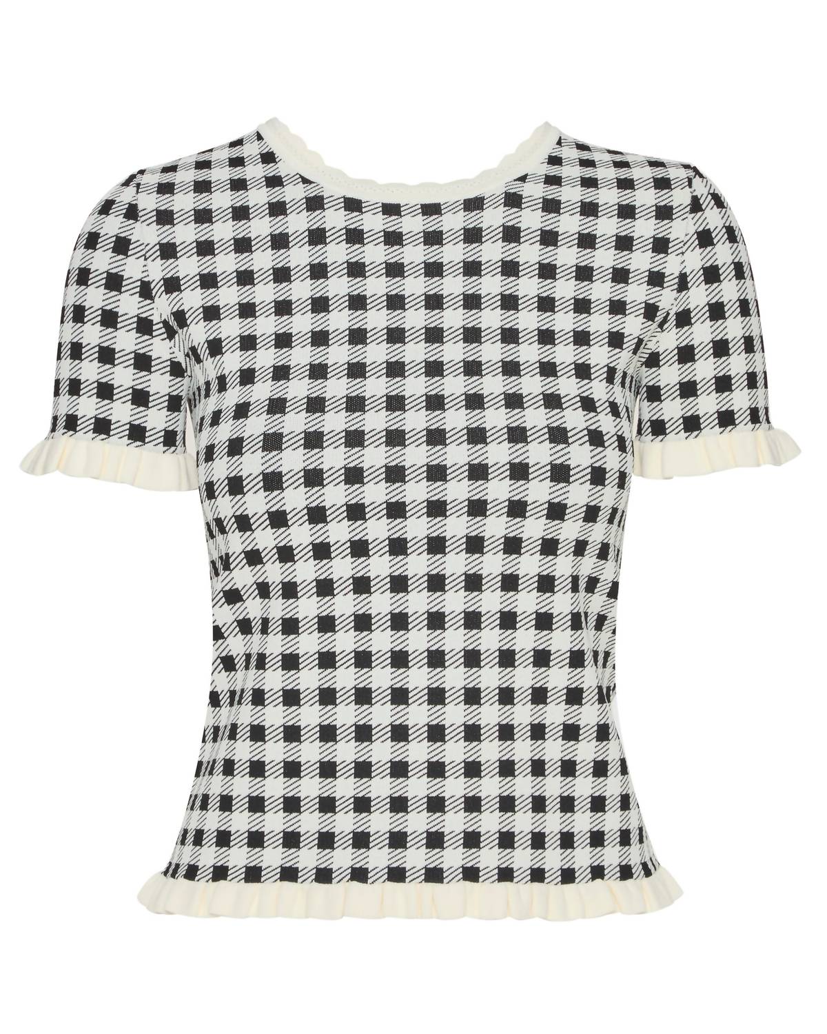 Sea - Saige Gingham Knit Short Sleeve Top