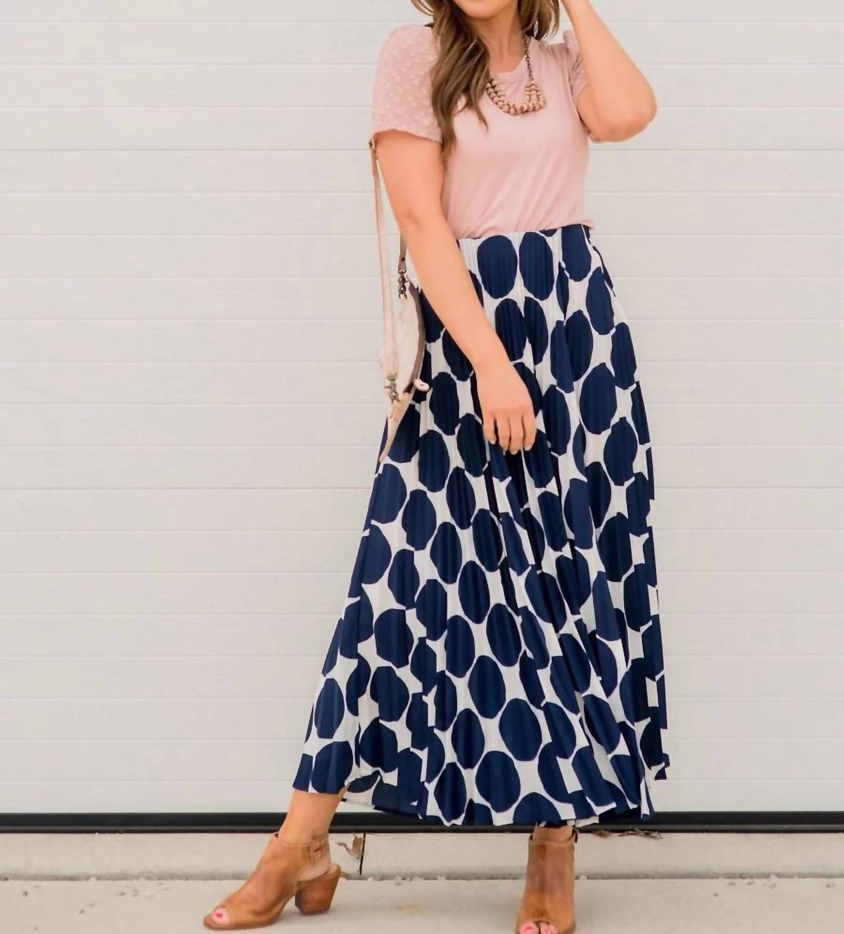 Ces Femme - Polka Dot Accordion Maxi Skirt