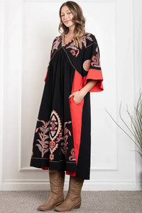 Blue Velvet - Just Vibin' Embroidered Dress