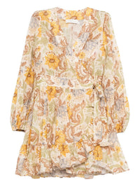 Zimmermann Daylight Mini Wrap Dress in stamp floral cream - women's dress - view 5