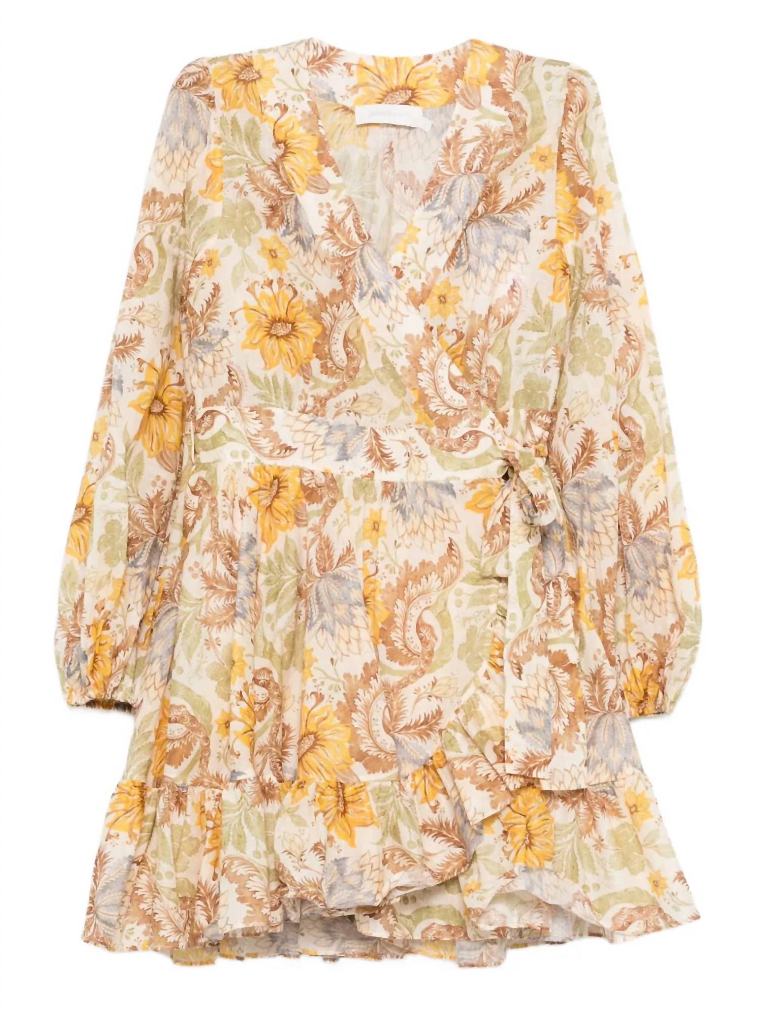 Zimmermann Daylight Mini Wrap Dress in stamp floral cream - women's dress - view 5