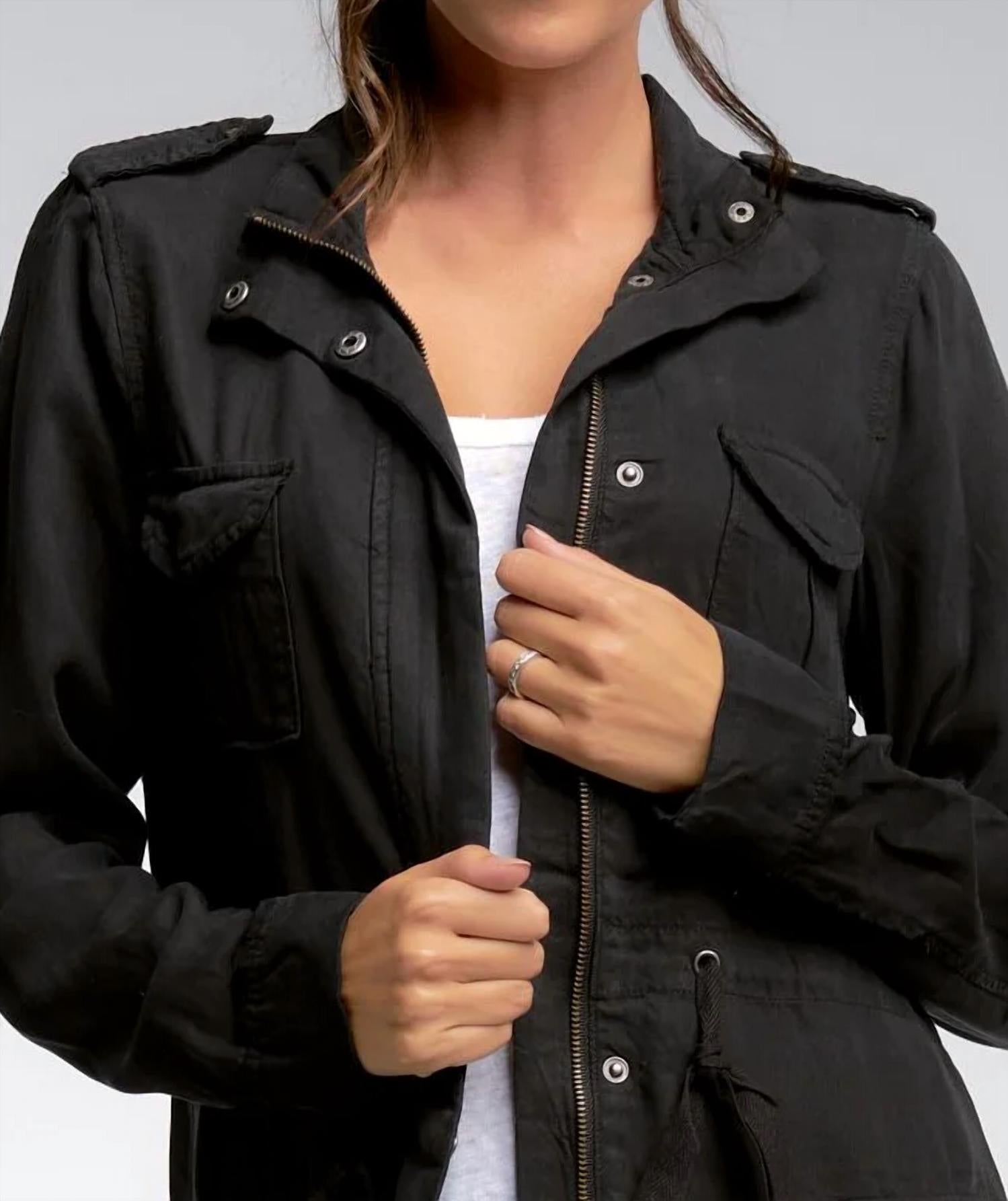 ELAN Tencel Jacket in black - women's jacket - detail view