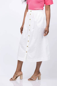 Lilla P - Button Front Long Midi Skirt