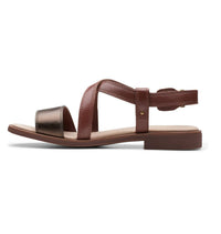 Clarks Women's Declan Spring Sandal in mahogany leather combi - women's sandal - detail view