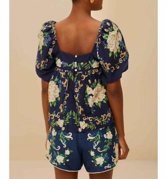 Farm Rio - Flower Tapestry Yoke Blouse