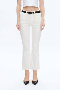 Bayeas Emily Mid-rise Raw Hem Bootcut Jeans in white - women's pants