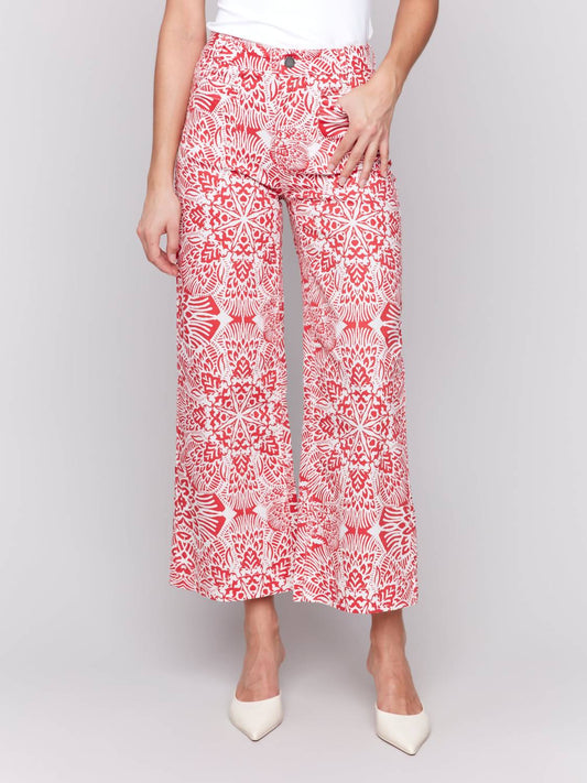 Charlie B - Printed Flare Pants With Patch Pockets