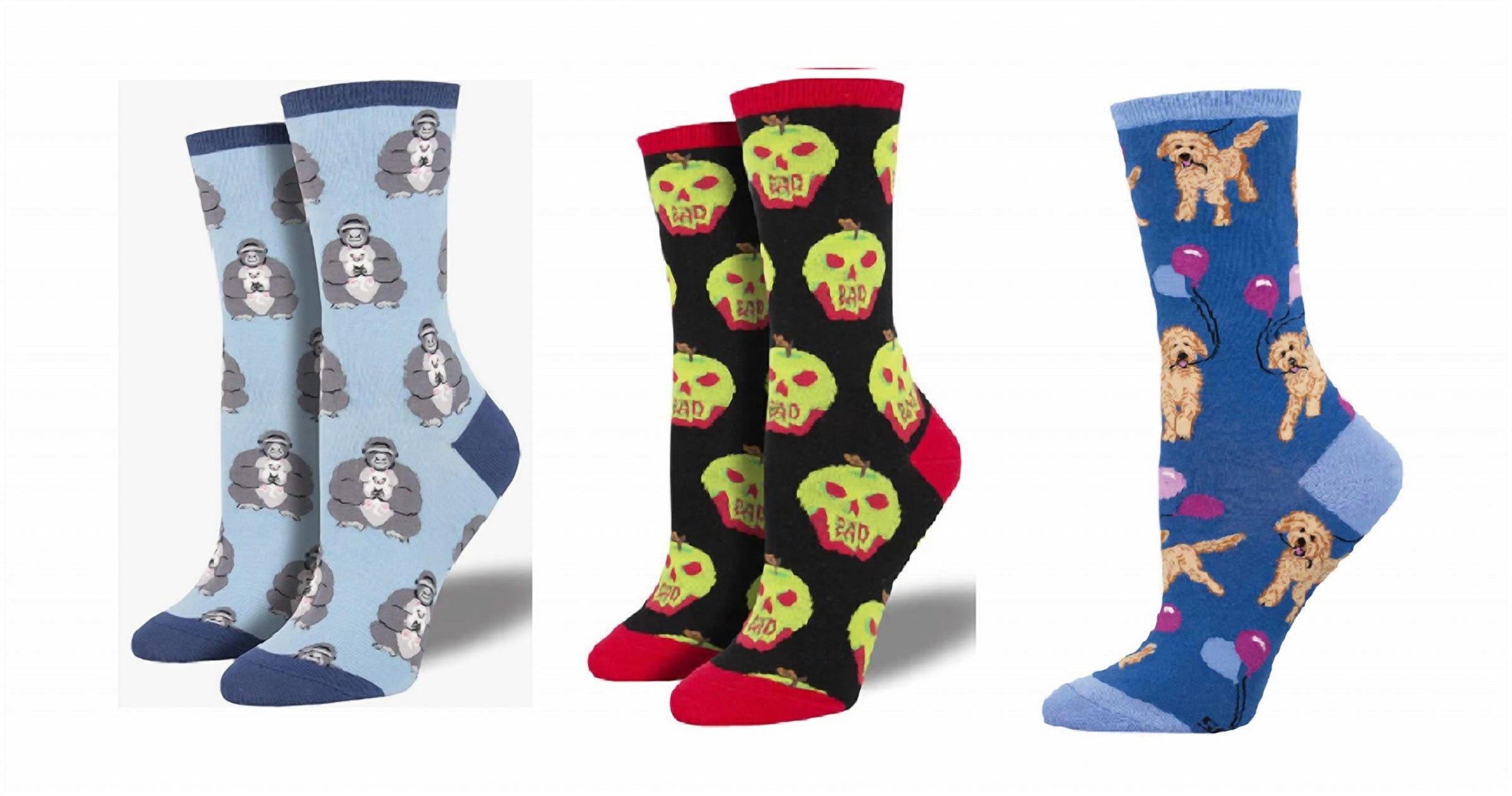 Socksmith - Women's Unlikely Friends & Bad Apple & Doodle Party Socks - Set Of 3 Pair