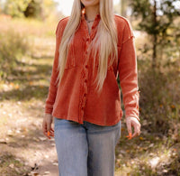 Easel - Kelsie Waffle Button Down Shirt