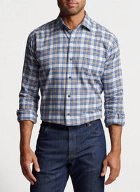 PETER MILLAR Arcadia Falls Cotton Sport Shirt in blue - men's long sleeve top