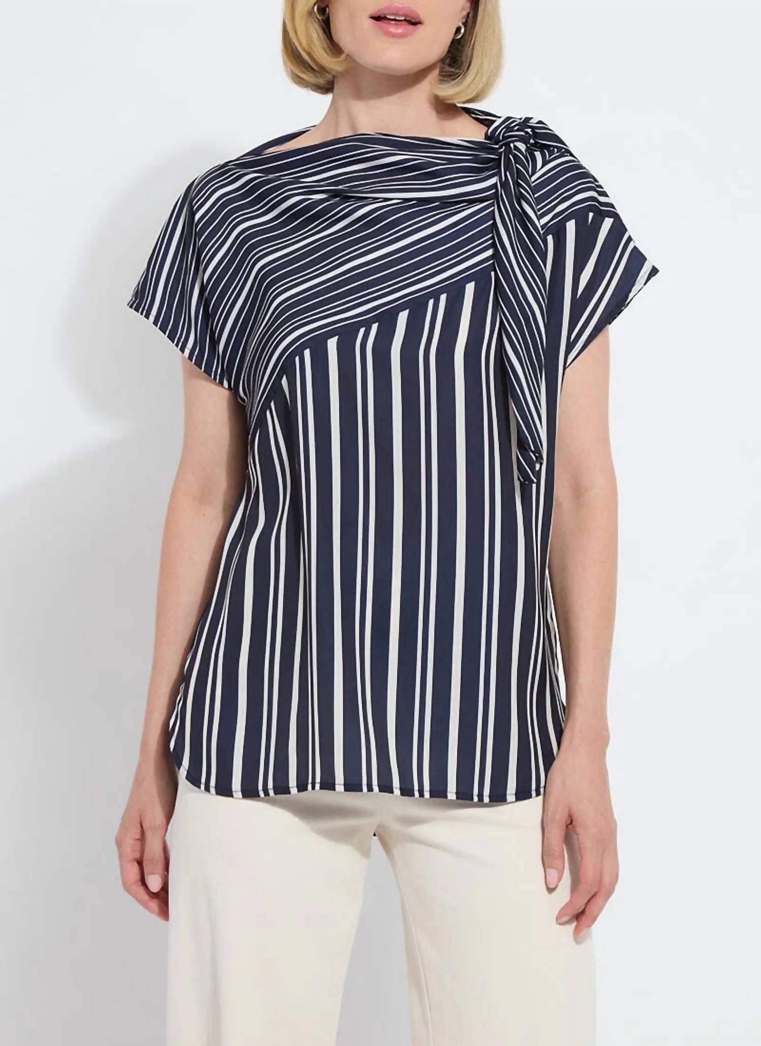 Lysse - Tamar Stripe Bow-tie Neck Top