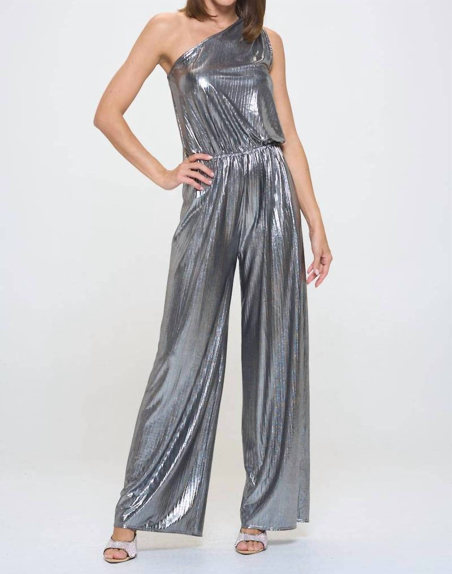 Reneec. - One Shoulder Wide Leg Jumpsuit