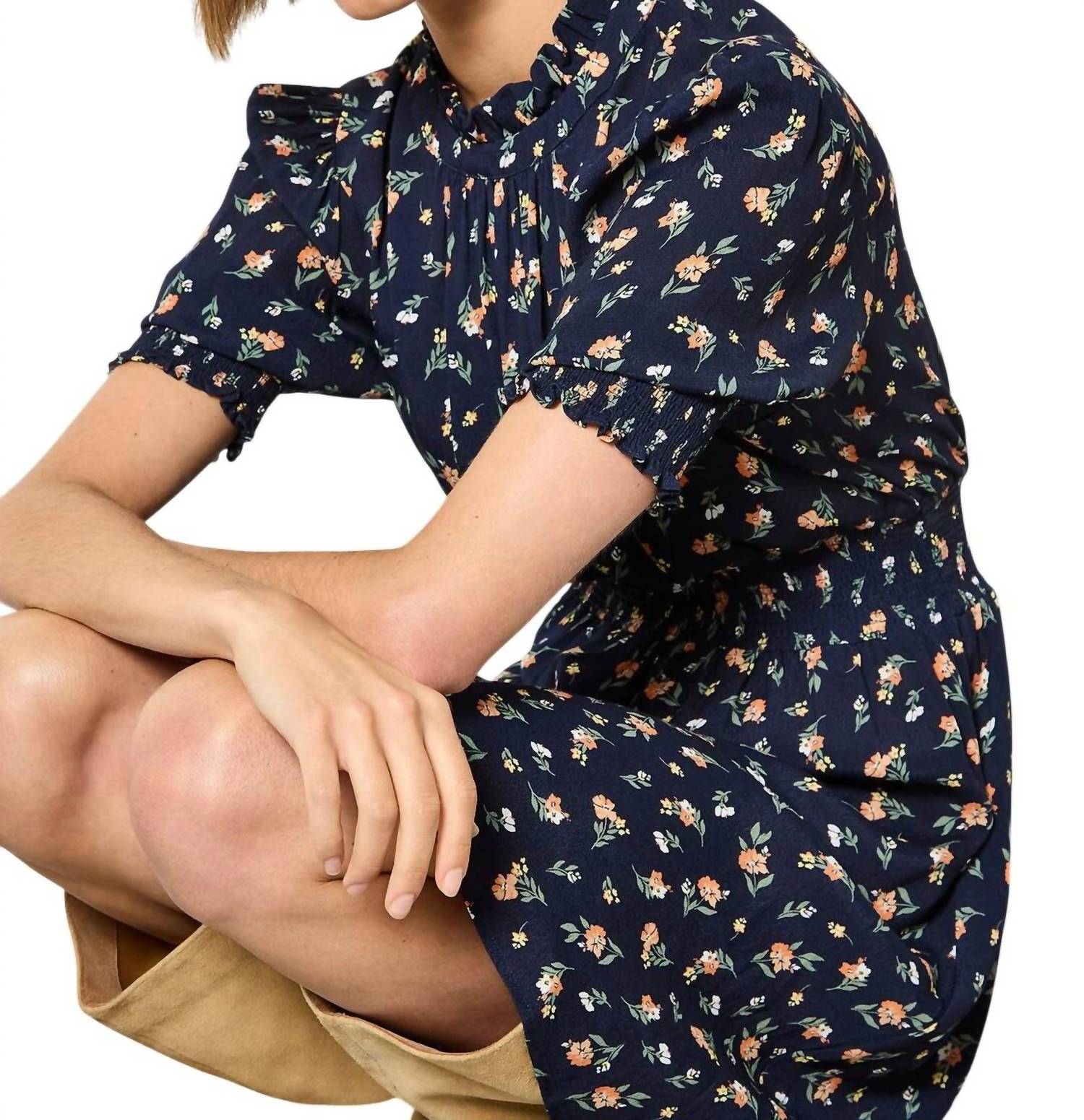 APRICOT Women's Floating Ditsy Dress in navy floral in navy floral - women's dress - view 6