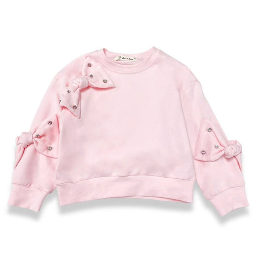 Doe A Dear - Girl's Rhinestone Bow Long Sleeve Pullover