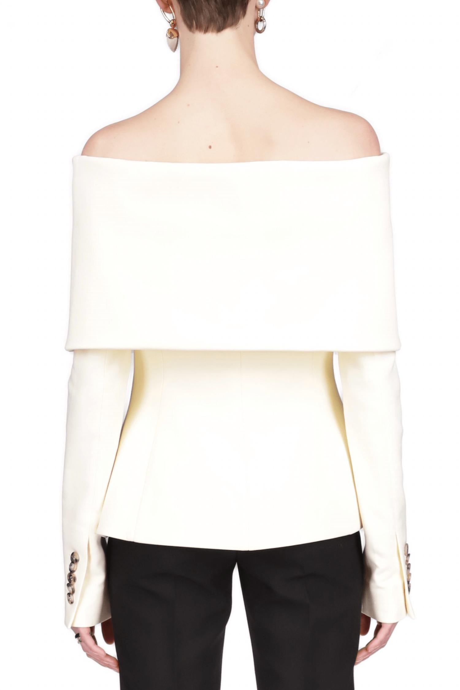 Marina Moscone - Foldover Shawl Off-the-shoulder Jacket