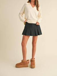 MIOU MUSE Knitted Top Soft Sweater in cream - women's sweater - view 4