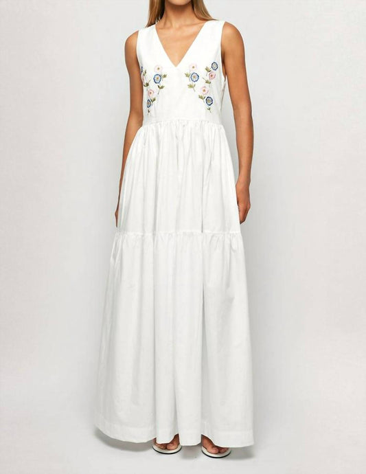 S/W/F - V Neck Embroidered Maxi Dress