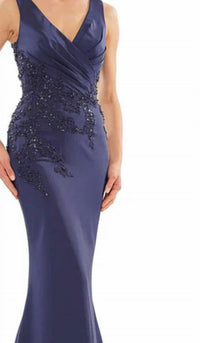 Colors Dress - Wrapped V-neck Applique Gown