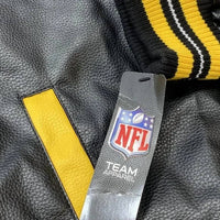 G-III Men’s Nfl Pittsburgh Steelers Faux Leather Varsity Jacket in black yellow - men's jacket - view 6