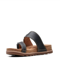 Clarks Women's Yacht Beach Sandal in black leather - women's sandal - alternate view
