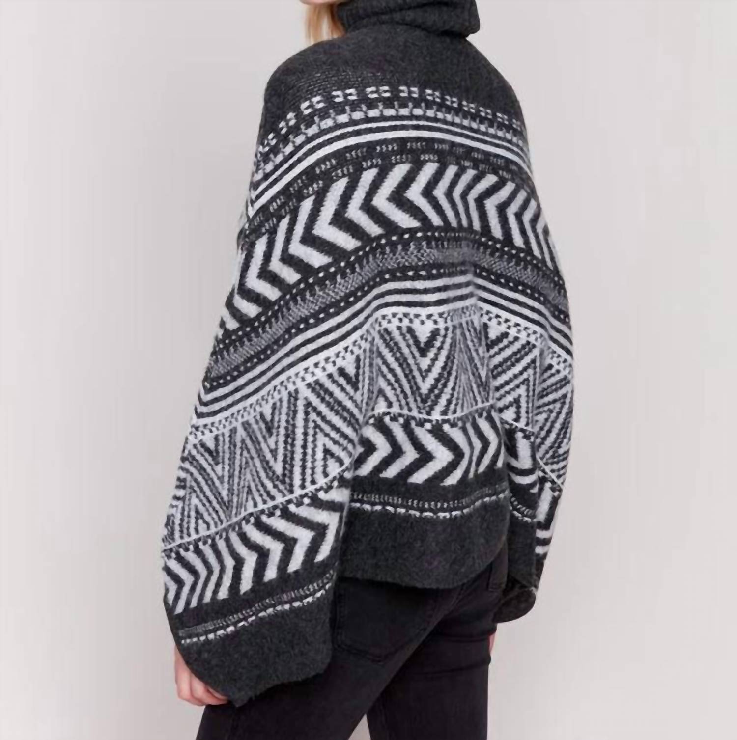Charlie B - Geometric Jacquard Poncho