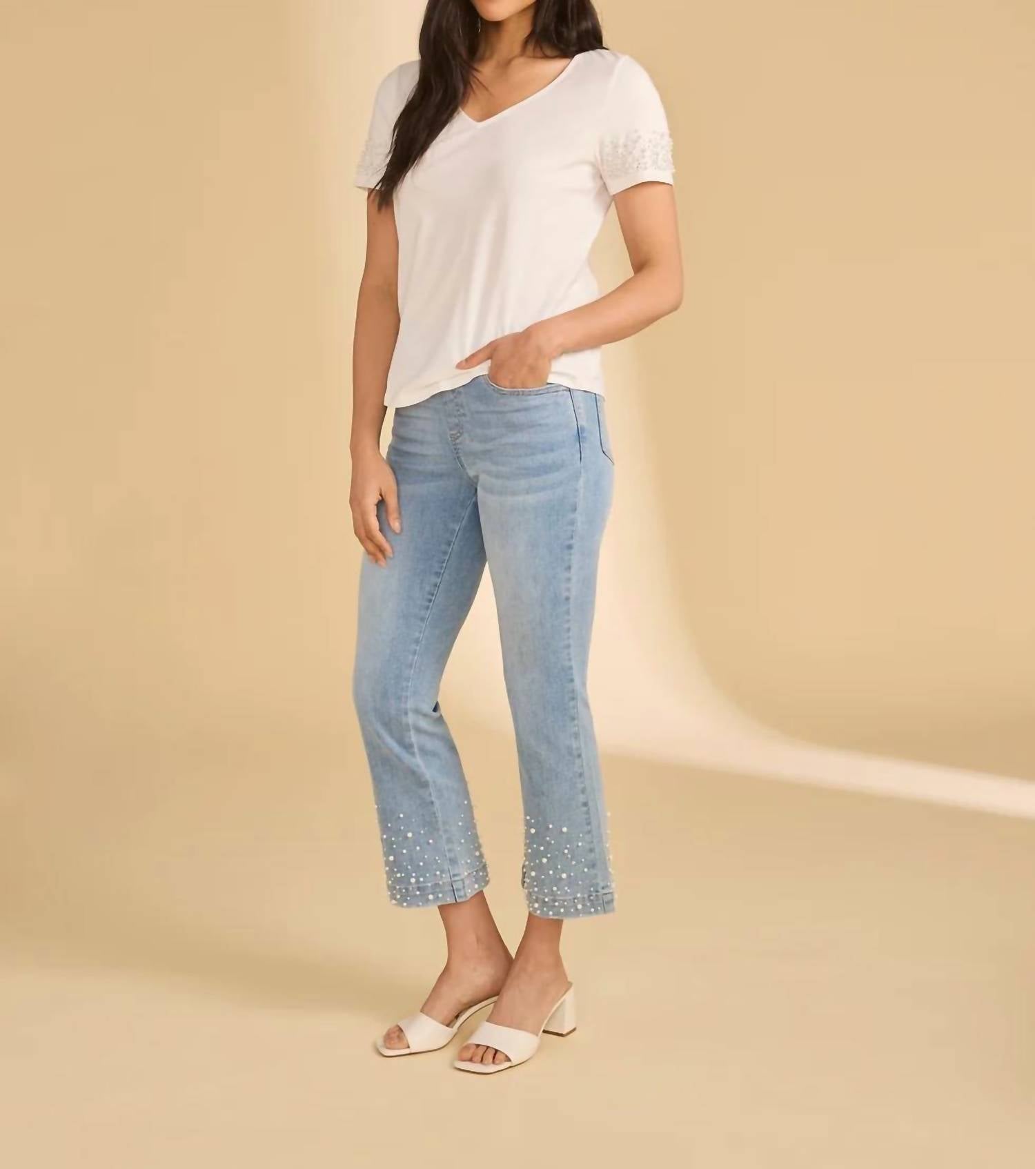 Fdj - Pearl Embellished V-neck Top