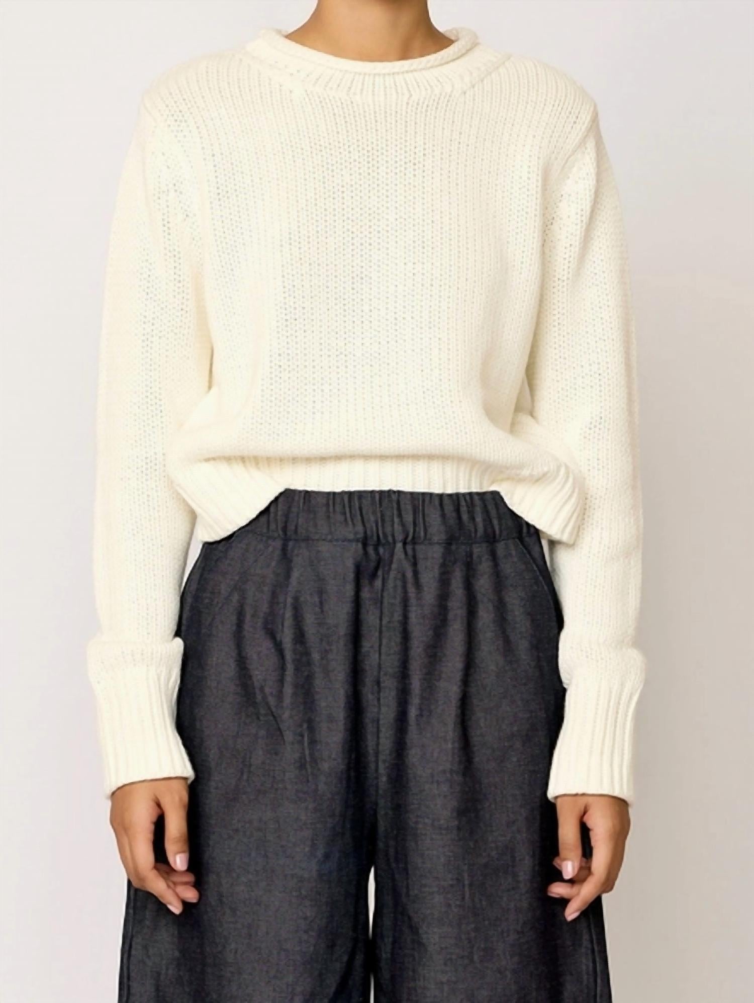 Laude The Label - Cotton Roll Neck Cropped Sweater