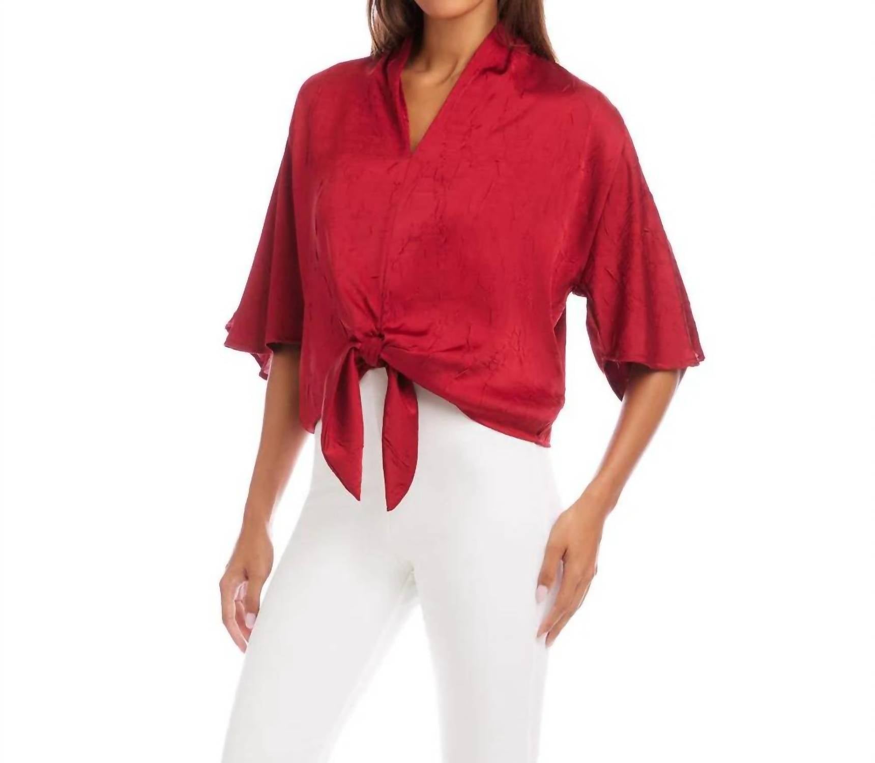 Karen Kane - Flare Sleeve Tie-Front Top