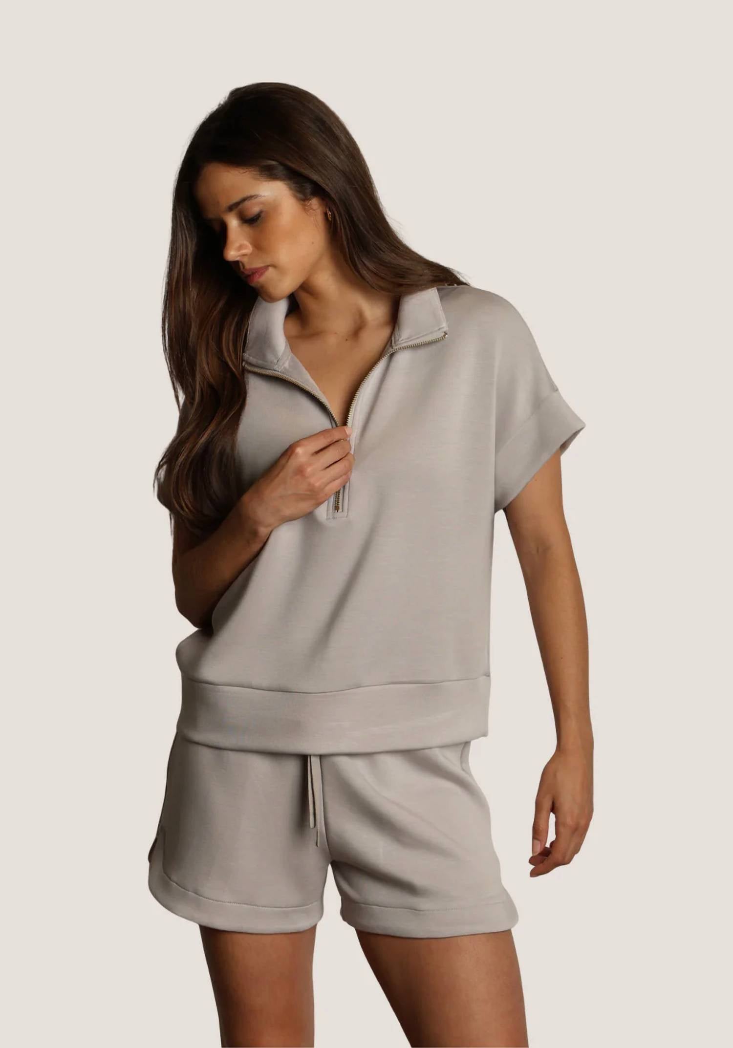 Dylan - Short Sleeve Half-zip Top