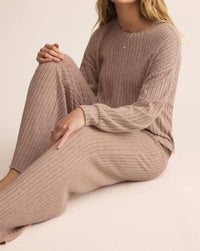 Z Supply Dawn Smocked Rib Pant in iced coffee - women's pants - view 5