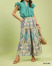 Umgee - Printed Pull-On Skirt Pants