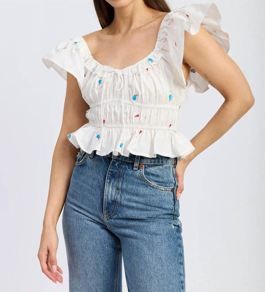 En Saison - Nellie Flutter Sleeve Top