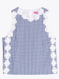 Vilagallo - Plaid Embroidered Flowers Top