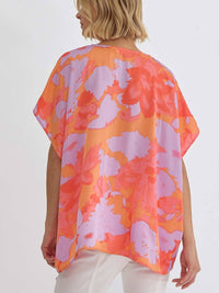 Entro - V-neck Kimono-style Sleeve Blouse