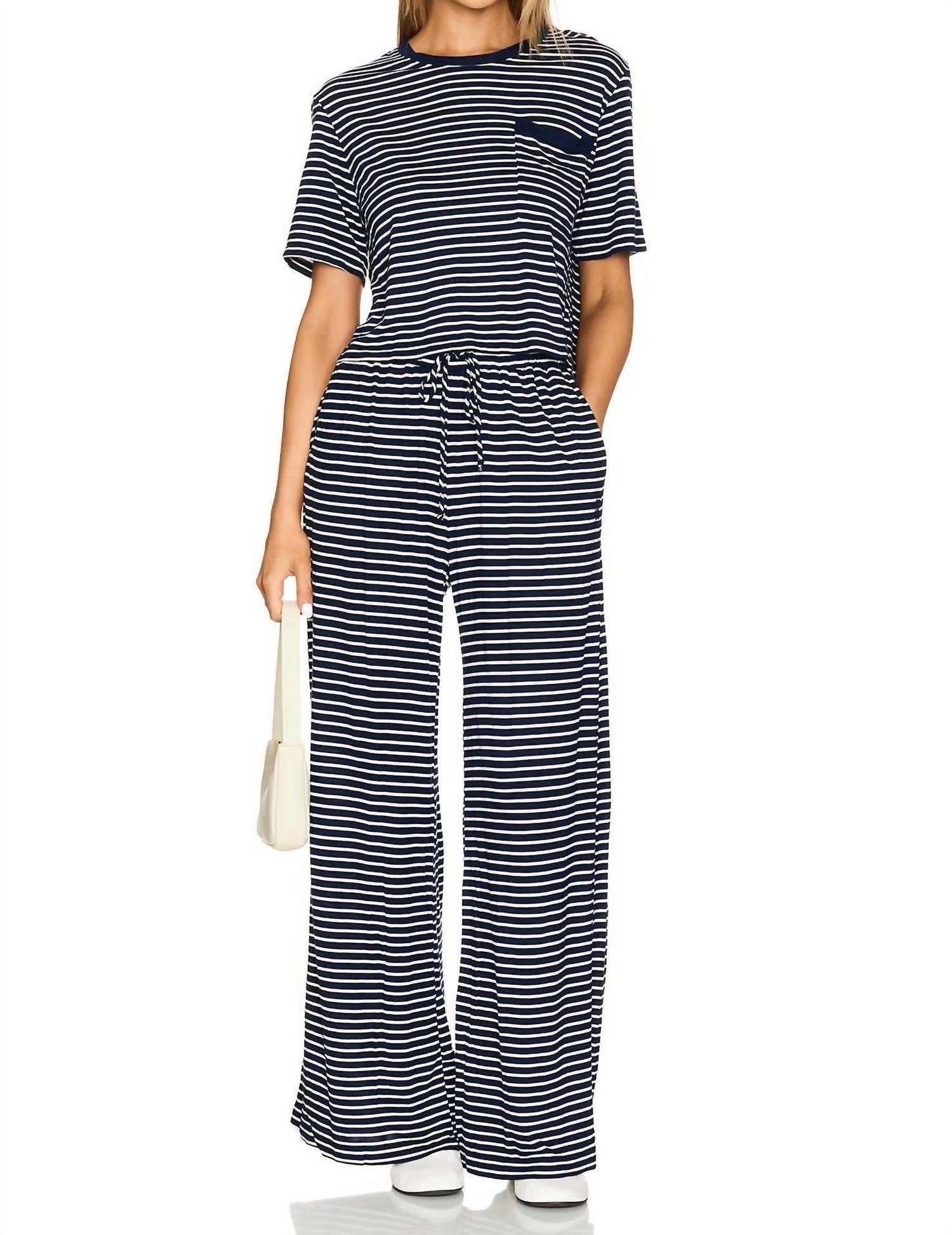 Monrow - Stripe Jersey Crop Pocket Tee
