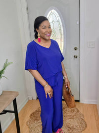 Dear Scarlett - V-neckline Tunic Top And Pants Travel Set