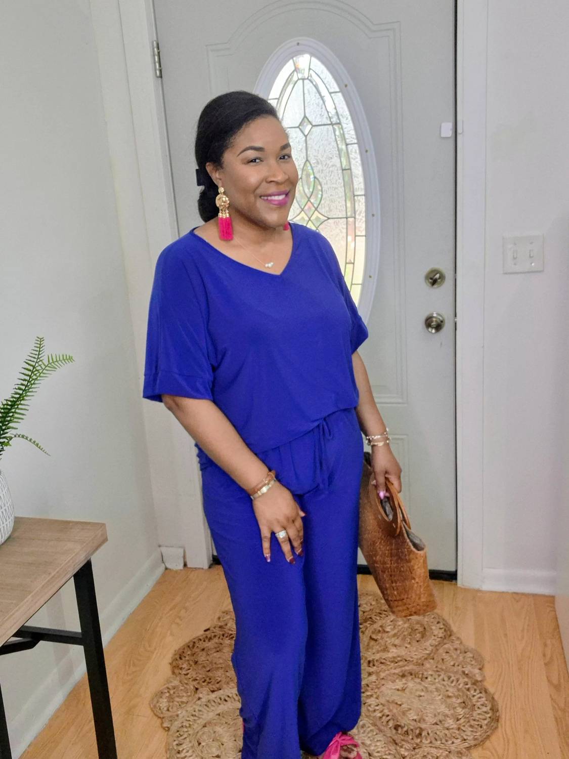 Dear Scarlett - V-neckline Tunic Top And Pants Travel Set