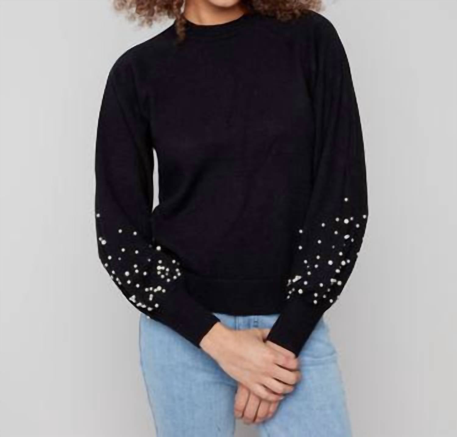 Charlie B - Crew Neck Sweater With Pearl Details