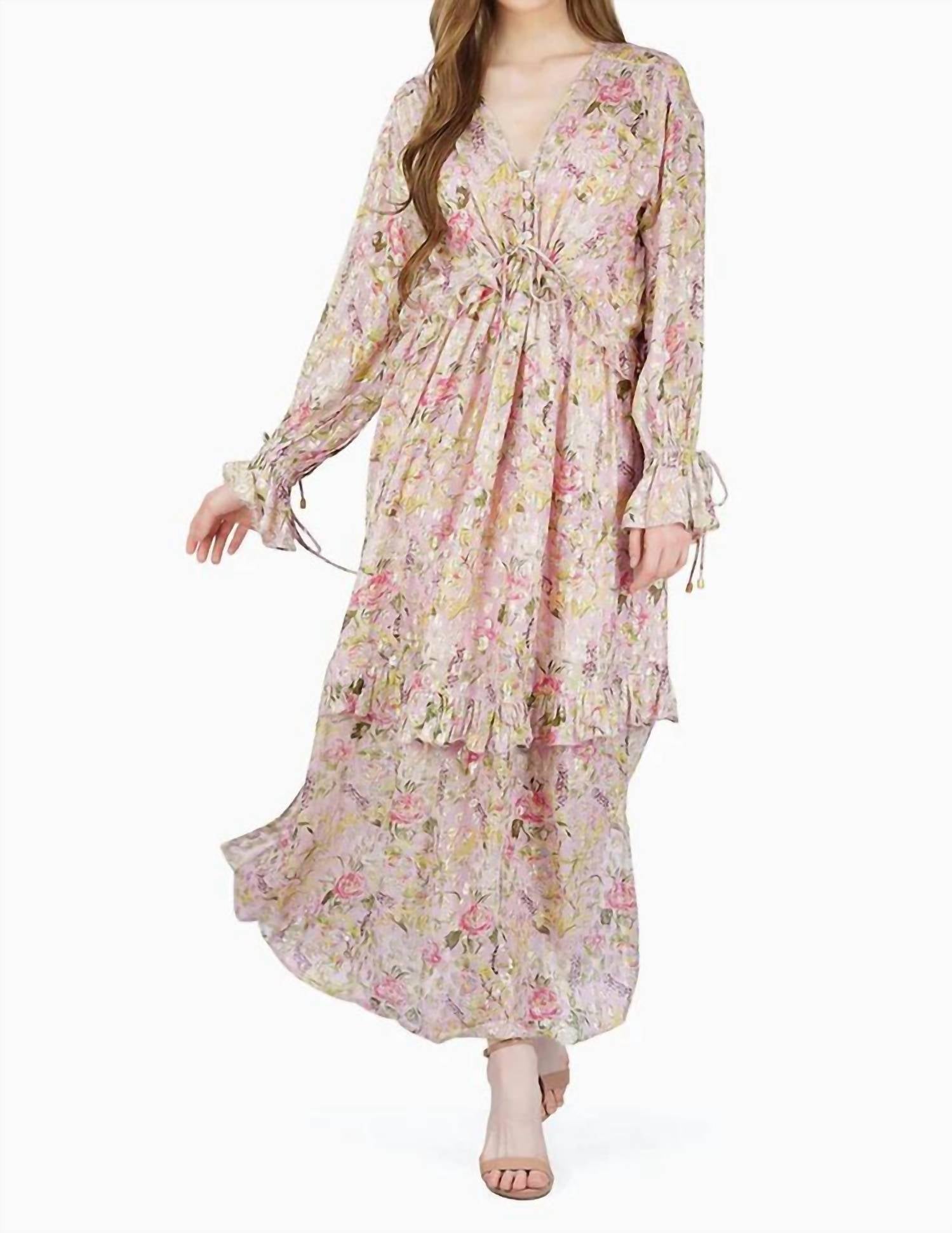 America & Beyond - Floral Lurex Maxi Dress