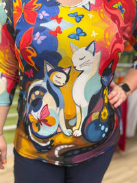 Valentina - Cats V-neck Top