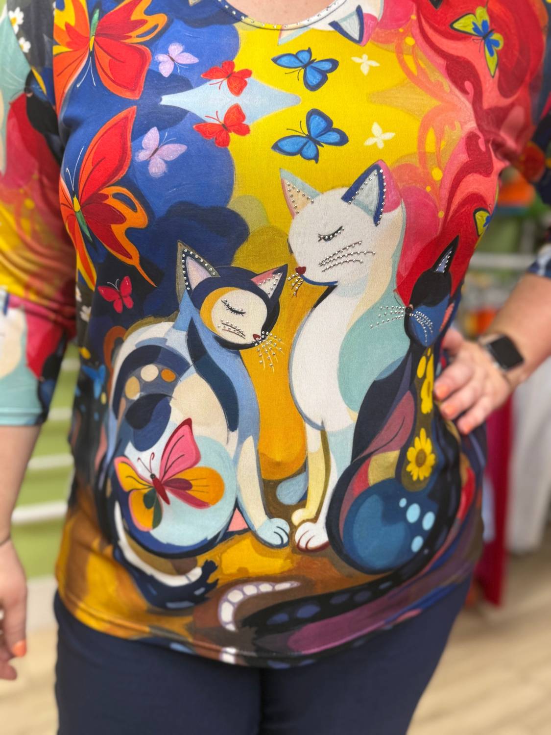 Valentina - Cats V-neck Top