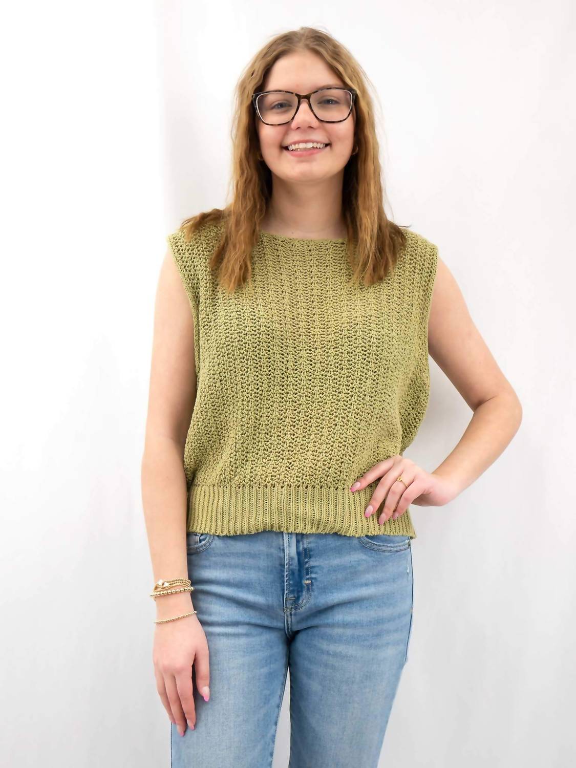By Together - Knit Sheer Sleeveless Vest Style Top