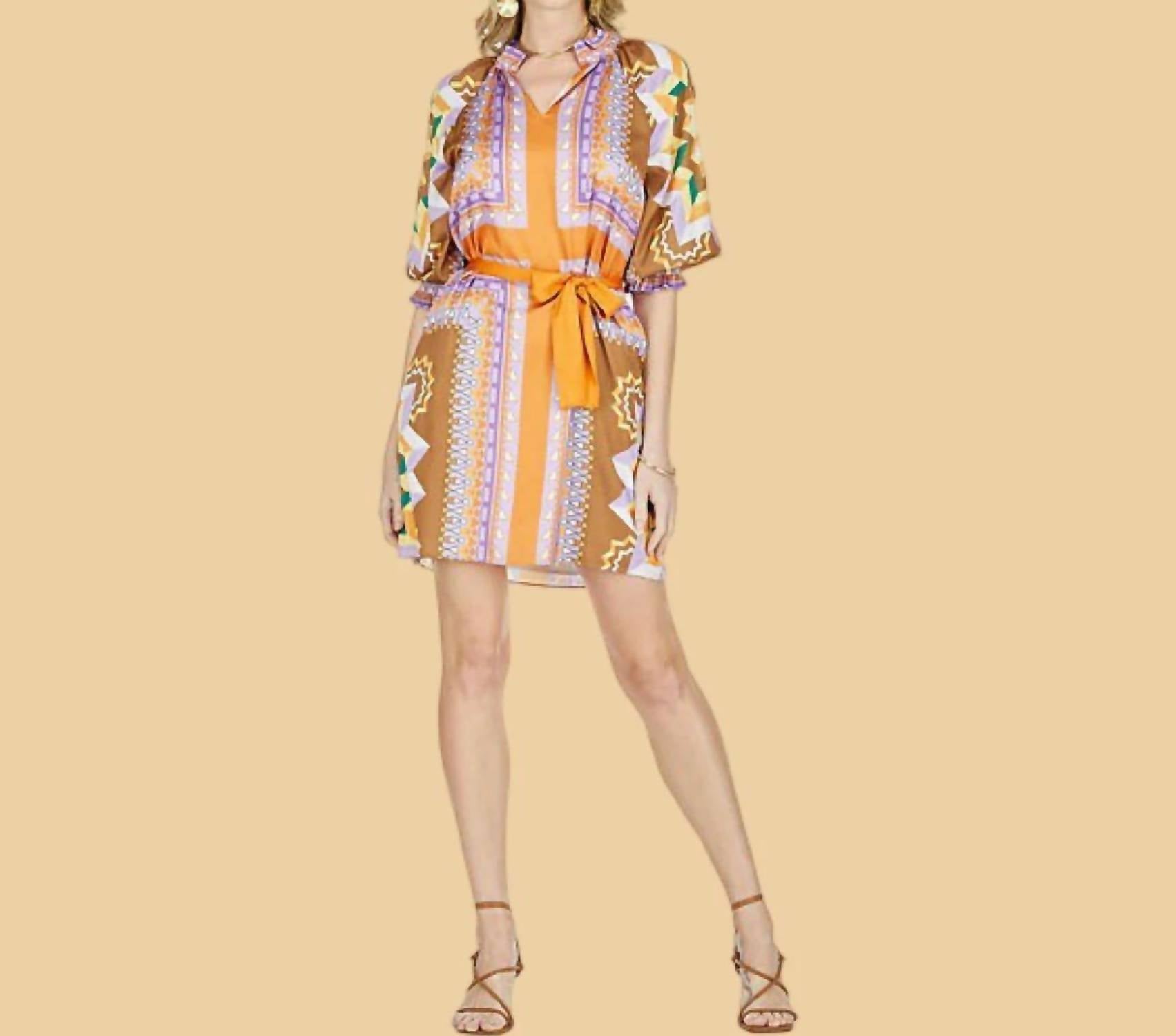 Jade - Scarf Print Peasant Dress