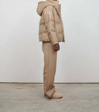 Jakke Poppy Puffer Jacket in biscuit - women's jacket - detail view