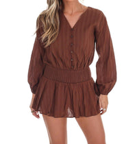 LE LIS Escape Mini Romper in brown - women's pants - detail view