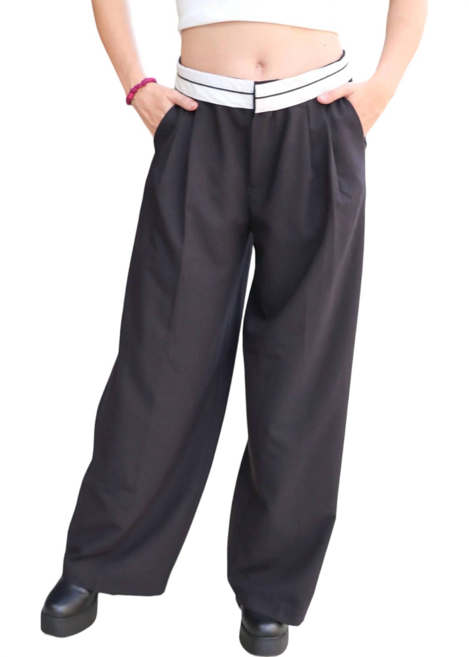 Signature8 - Contrast Foldover Waist Pants
