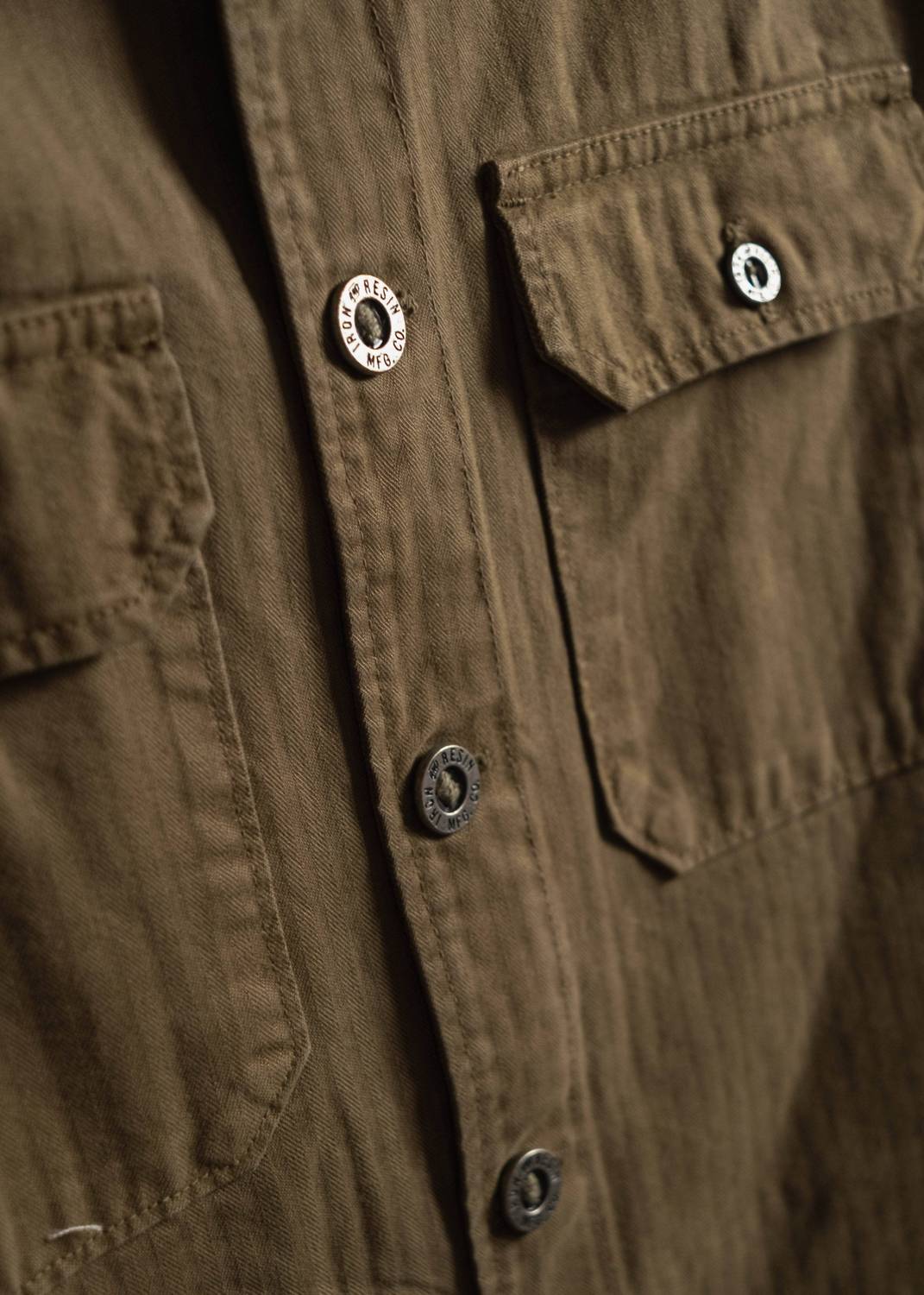 Iron & Resin Men's Deadstock Overshirt in army - men's jacket - alternate view